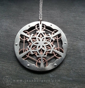 Ankh Lotus Metatron's Cube Pendant - Handcrafted by Jean Burgers Jewellery