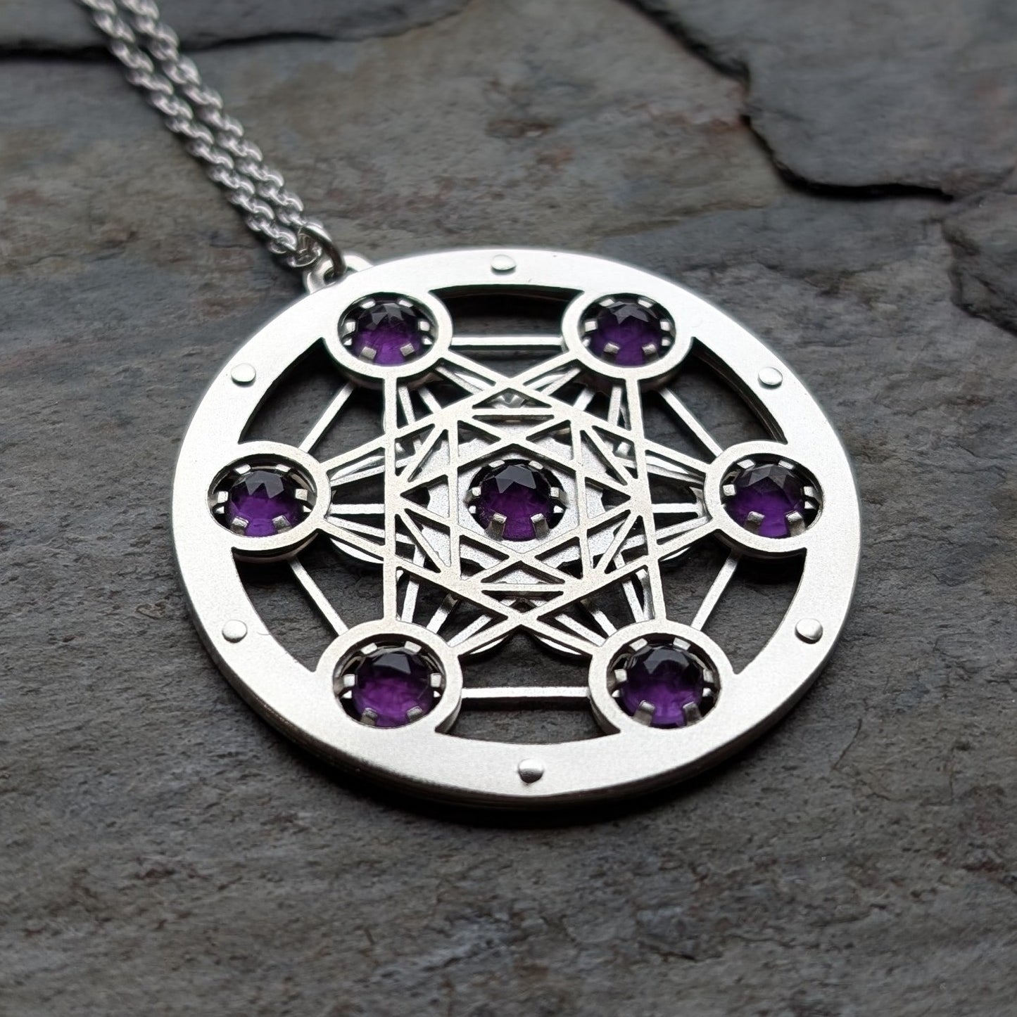Amethyst Metatron's Cube Pendant
