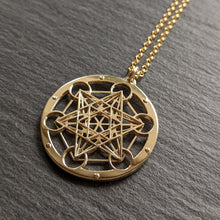 Handcut 9ct gold Metatron's Cube Pendant