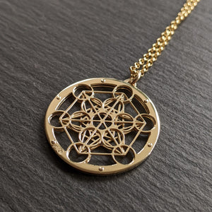 Handcut 9ct gold Metatron's Cube Pendant