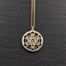 Handcut 9ct gold Tiny Metatron's Cube Pendant