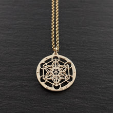 Handcut 9ct gold Tiny Metatron's Cube Pendant