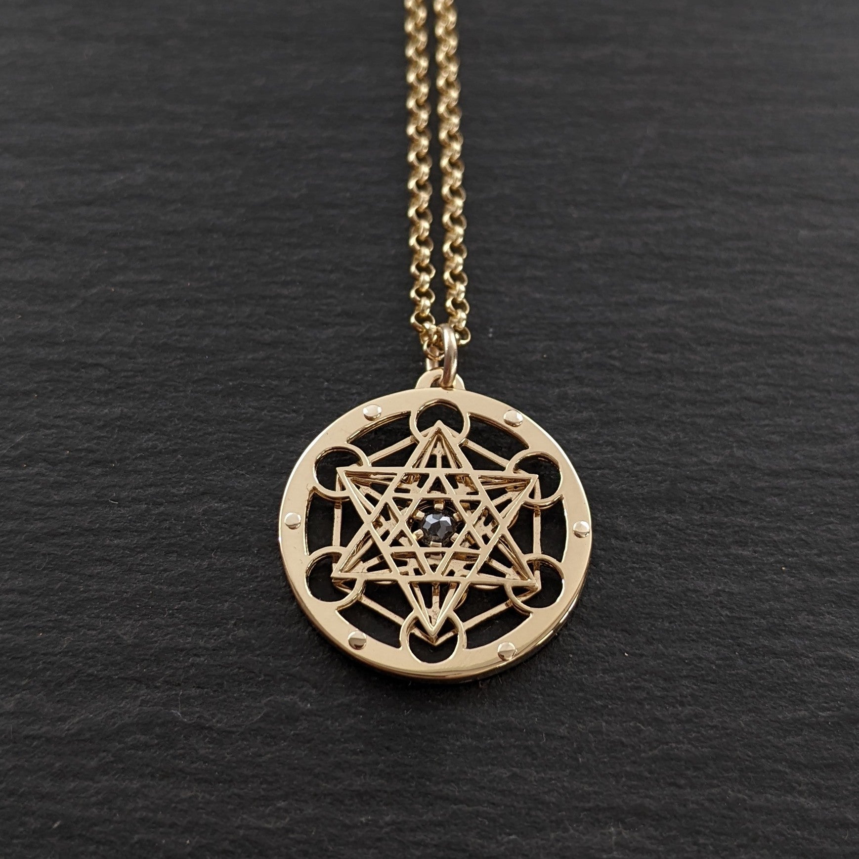 18ct gold and diamond Metatron's Cube Pendant - high polish finish ...