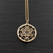 Handcut 18ct gold and diamond Tiny Metatron's Cube Pendant