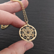 Handcut 18ct gold and diamond Tiny Metatron's Cube Pendant