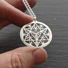 Handcut Star Tetrahedron Flower of Life Pendant - sterling silver