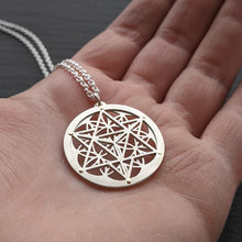 Handcut Star Tetrahedron Flower of Life Pendant - sterling silver