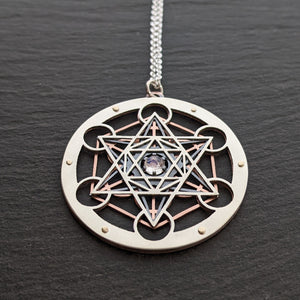 Handcut Metatron's Cube Pendant - choose your own gemstone