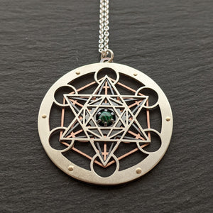 Handcut Metatron's Cube Pendant - choose your own gemstone