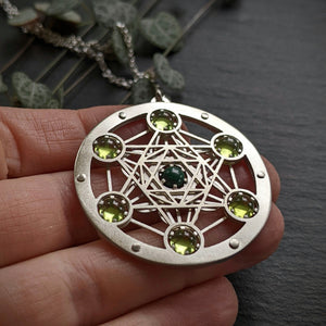 Handcut Metatron's Cube Seven Gem Pendants