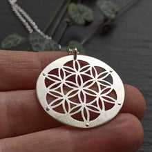 Handcut Flower of Life Pendant - sterling silver and 9ct gold