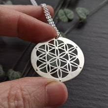 Handcut Flower of Life Pendant - sterling silver and 9ct gold