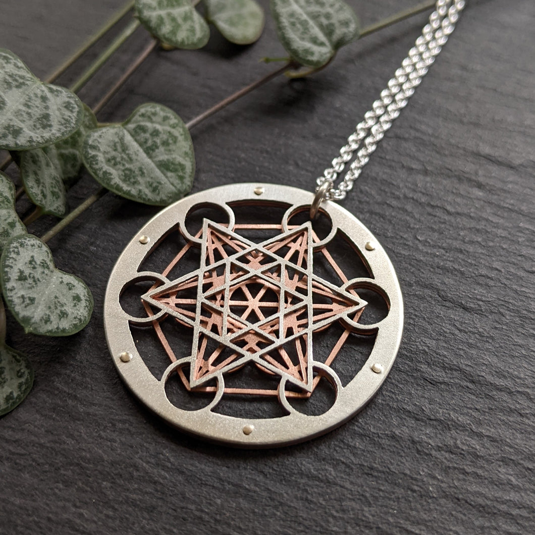 Handcut Metatron's Cube Pendant - small