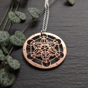 Handcut Metatron's Cube Pendant - small