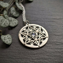 Handcut Star Tetrahedron Flower of Life Pendants - choose your own gemstone