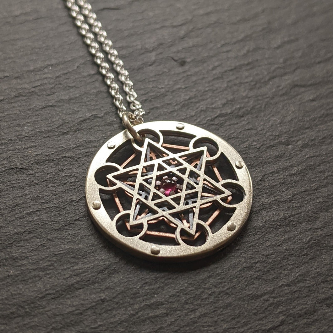 Handcut Metatron's Cube Pendant - choose your gemstone - Tiny