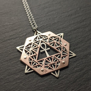 64 Tetrahedron Grid Pendant - Ankh