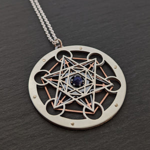 Handcut Metatron's Cube Pendant - choose your own gemstone