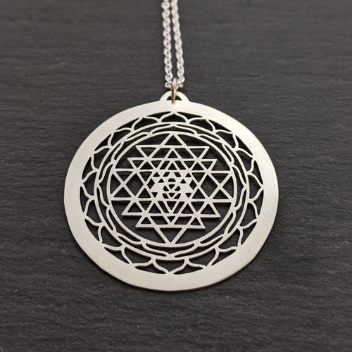 Handcut Sri Yantra Pendant - single layer