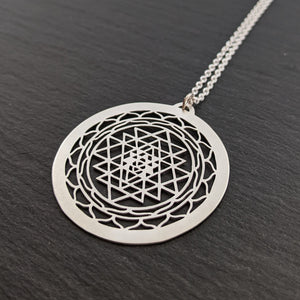Handcut Sri Yantra Pendant - single layer