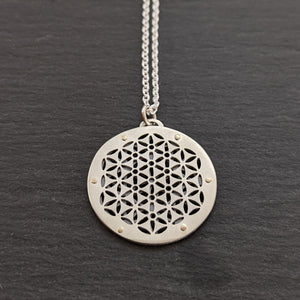 Handcut Tiny Kabbalah Flower of Life Pendant