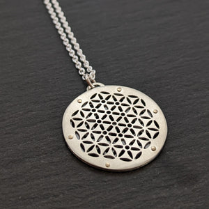 Handcut Tiny Kabbalah Flower of Life Pendant