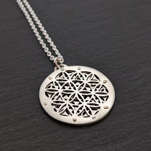 Handcut Tiny Kabbalah Flower of Life Pendant