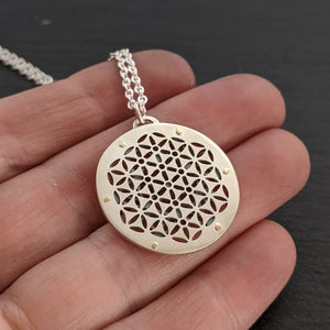 Handcut Tiny Kabbalah Flower of Life Pendant