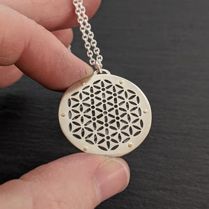 Handcut Tiny Kabbalah Flower of Life Pendant