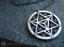 Oxidised White bronze Star Tetrahedron Flower of Life Pendant