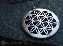 Oxidised White bronze Star Tetrahedron Flower of Life Pendant