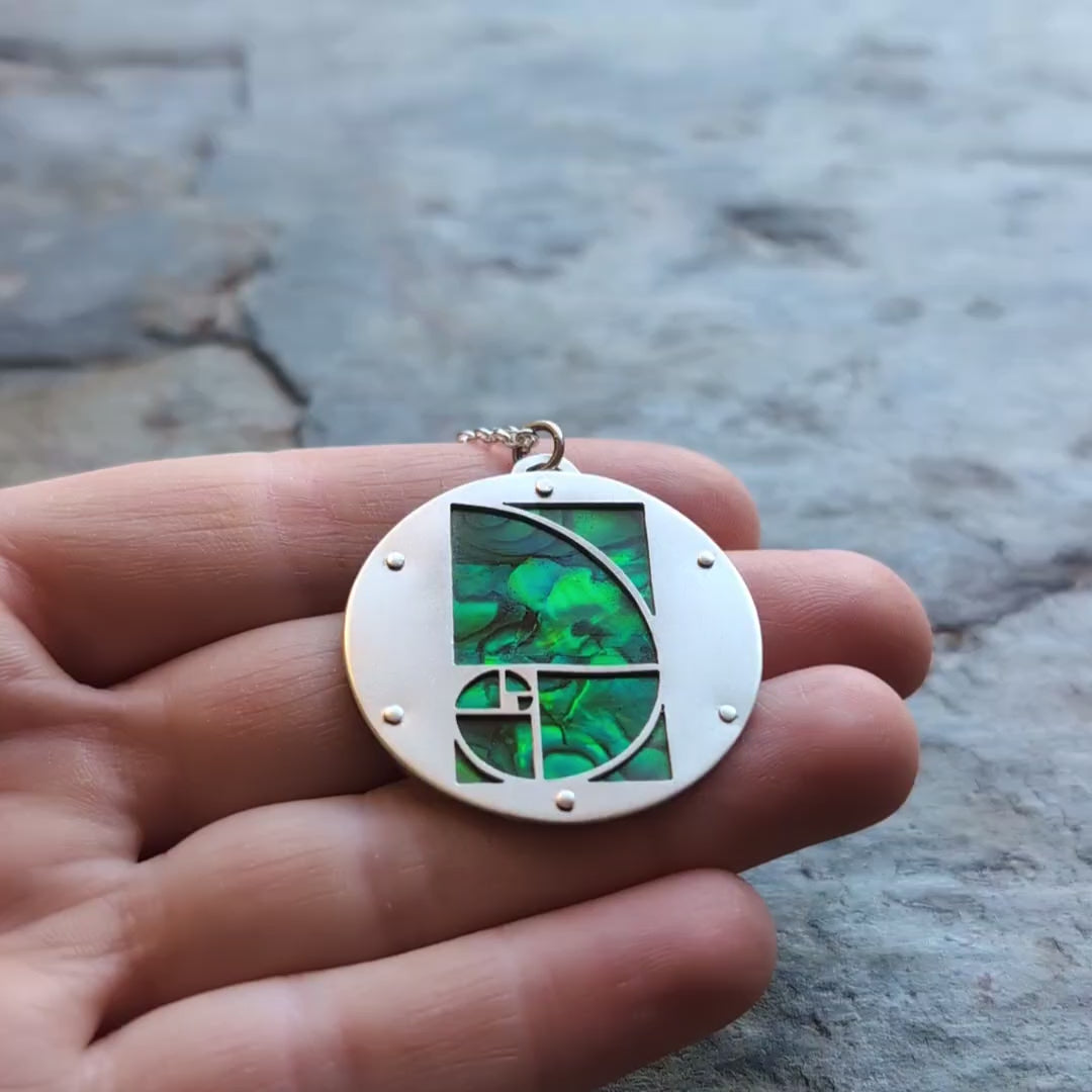 Golden Ratio Spiral Pendant - round
