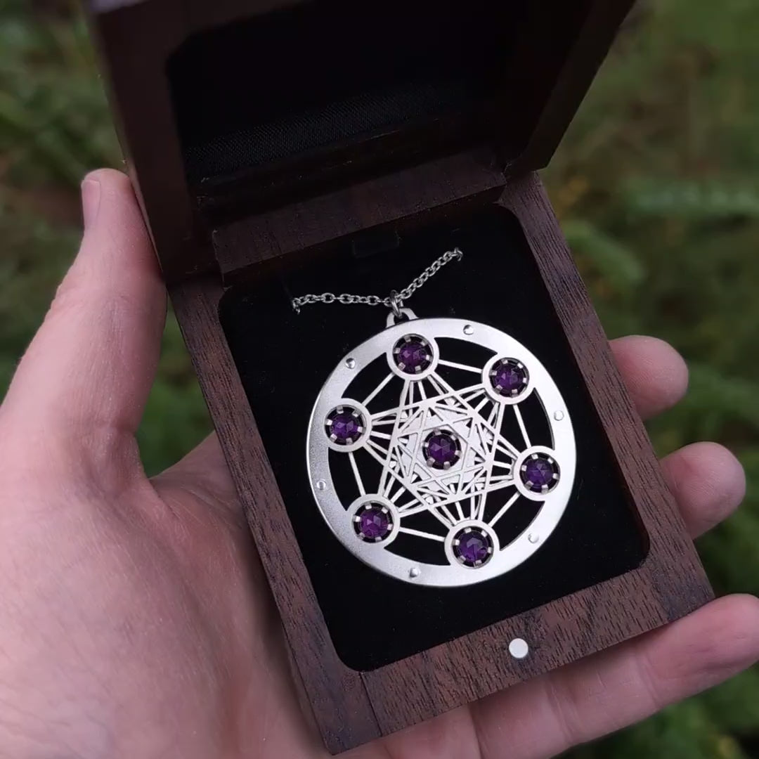 Amethyst Metatron's Cube Pendant