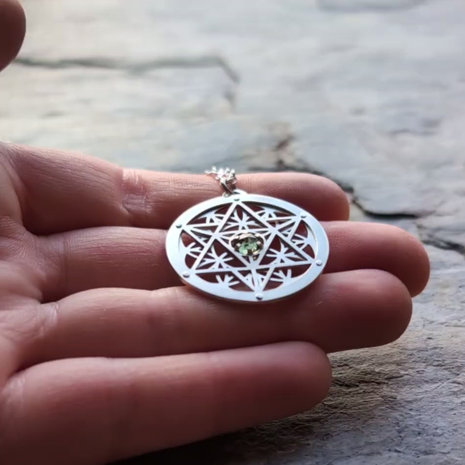 Moldavite Star Seed Pendant