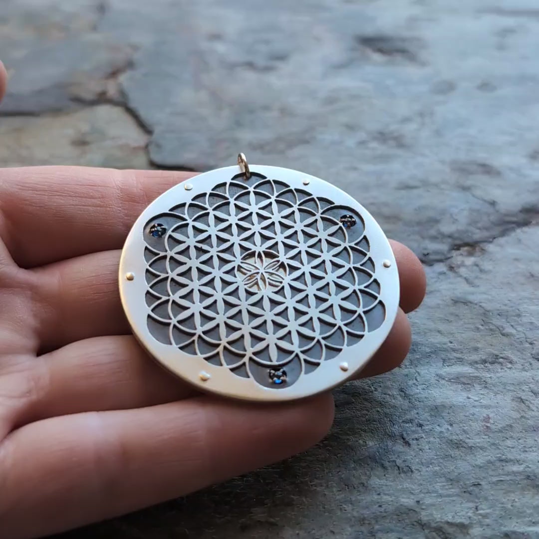Flower of Life Sapphire Pendant