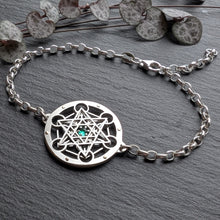 Handcut Metatron's Cube Bracelet - emerald