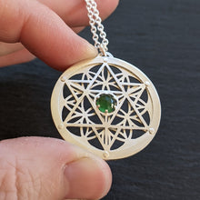 Handcut Star Tetrahedron Flower of Life Pendants - choose your own gemstone