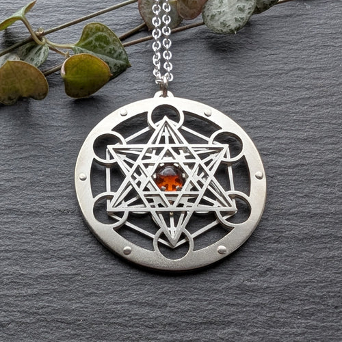 Handcut Metatron's Cube Pendant - choose your gemstone - Small