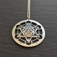 Handcut Metatron's Cube Pendant - Moonstone