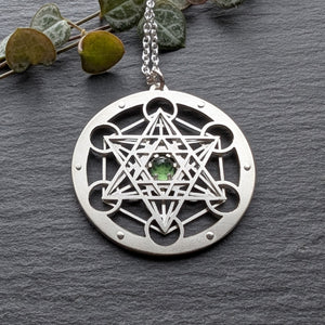 Handcut Metatron's Cube Pendant - choose your gemstone - Small