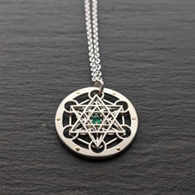 Handcut Tiny Metatron's Cube Pendant - emerald