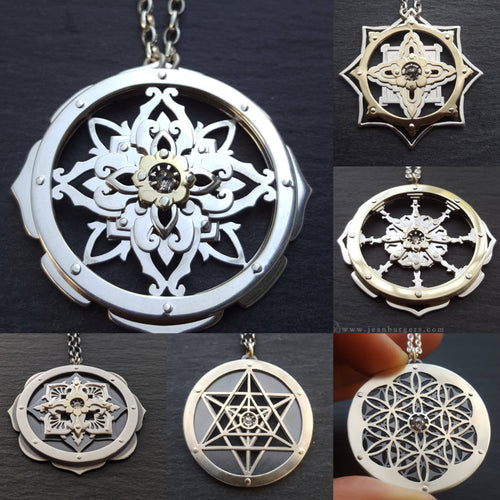 Pre-order salt&pepper Diamond Geometric Pendants