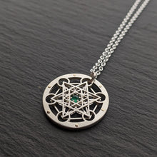 Handcut Tiny Metatron's Cube Pendant - emerald