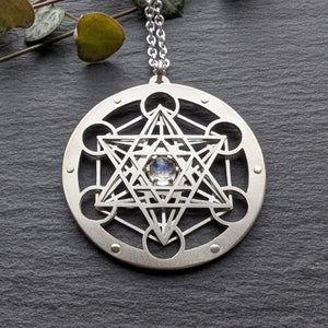 Handcut Metatron's Cube Pendant - choose your gemstone - Small
