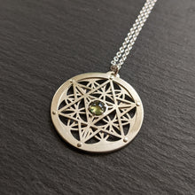 Handcut Star Tetrahedron Flower of Life Pendants - choose your own gemstone