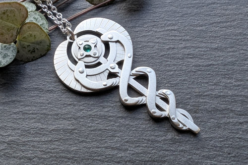 Handcut Emerald Caduceus - small