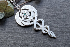 Handcut Emerald Caduceus - small