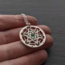 Handcut Tiny Metatron's Cube Pendant - emerald