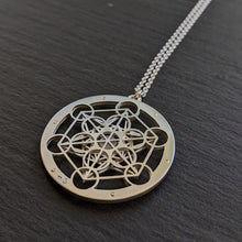 Handcut Metatron's Cube Pendant - Moonstone