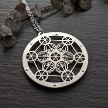 Handcut Moldavite Seven-Gem Metatron's Cube pendant - Medium